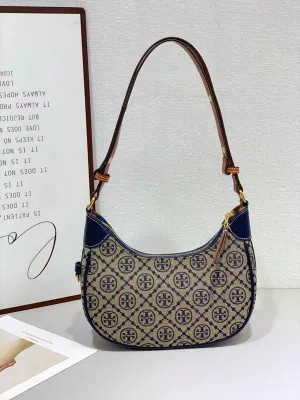 Vintage Old Flower Crescent Armpit Horns Single Shoulder Bag